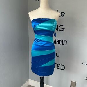 NWOT- B Darlin Blue Strapless Cocktail Dress Size 3/4